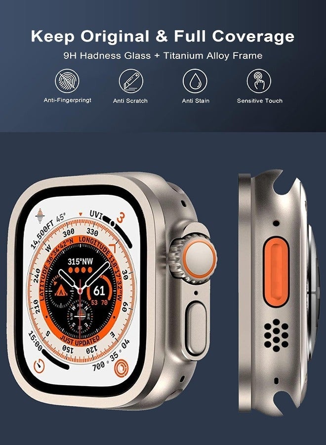كيلا عبوة من قطعتين من واقي الشاشة لساعة Apple Watch Ultra 2/ Ultra مقاس 49 مم، زجاج مقوى 9H + إطار من سبائك التيتانيوم، يحافظ على حساسية اللمس الأصلية وخفيف الوزن - Image 3