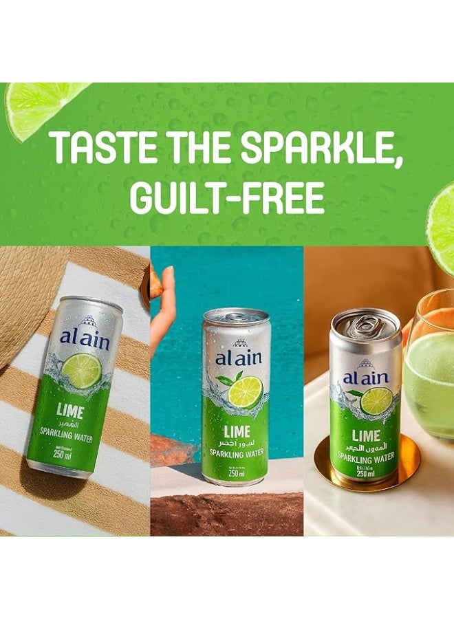 Al Ain Sparkling Water Lime Flavor 250ml Cans Pieces of 6 - Image 3