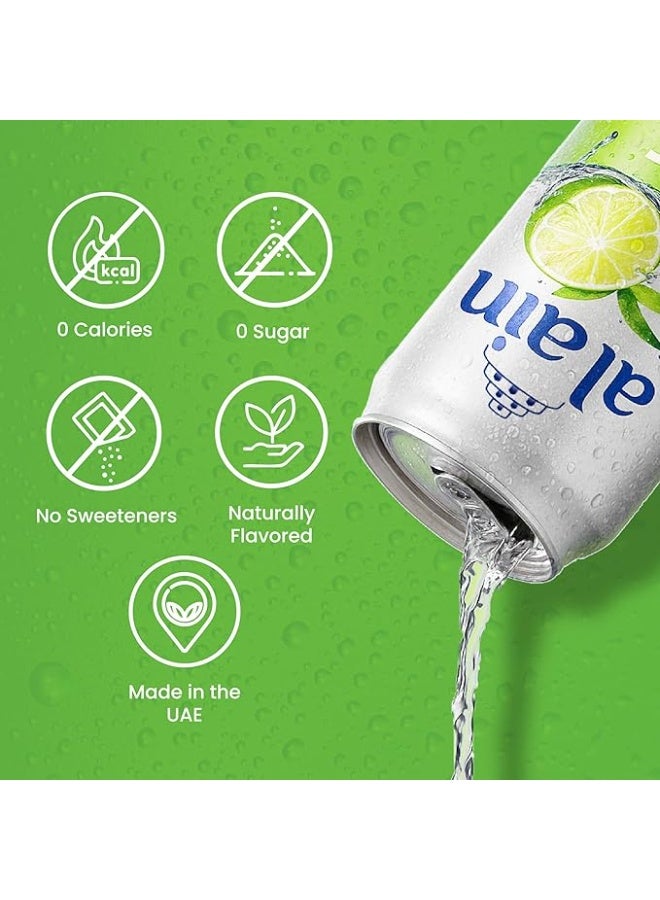 Al Ain Sparkling Water Lime Flavor 250ml Cans Pieces of 6 - Image 4