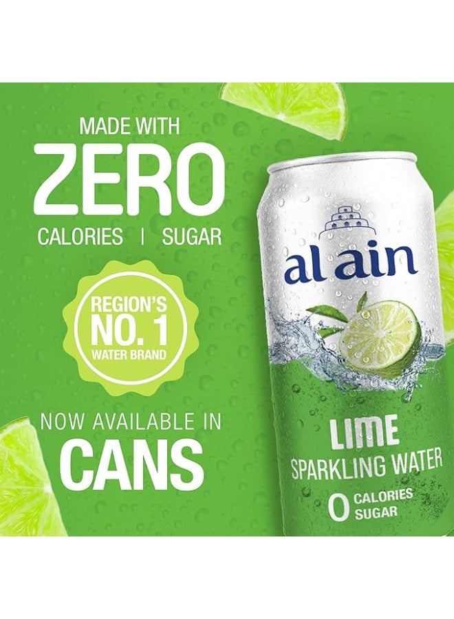Al Ain Sparkling Water Lime Flavor 250ml Cans Pieces of 6 - Image 5
