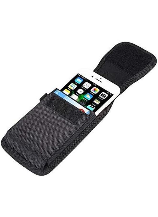 erorex - Nylon Belt Holster With Metal Clip And Card Holder For Kyocera Android One X3 Td Lte Jp X3 Kc Black - Image 1