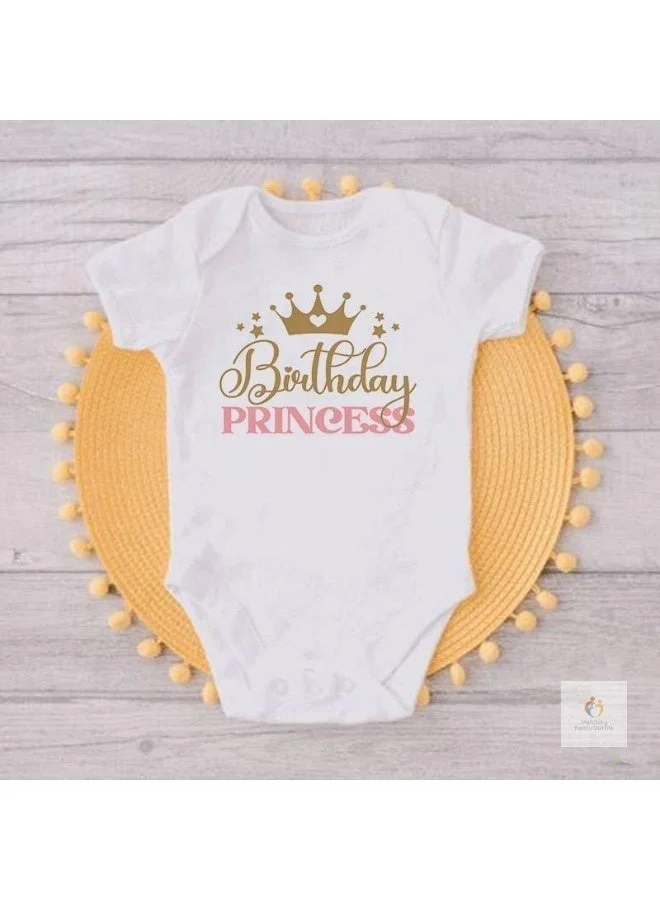 Matching Family Outfits  Birthday Princess Family Matching T-Shirts – Printed Casual White Tees | Matching Family Outfit for Photos & Parties | High-Quality Breathable Cotton Fabric, Available in Multiple Sizes  | Best Price UAE
