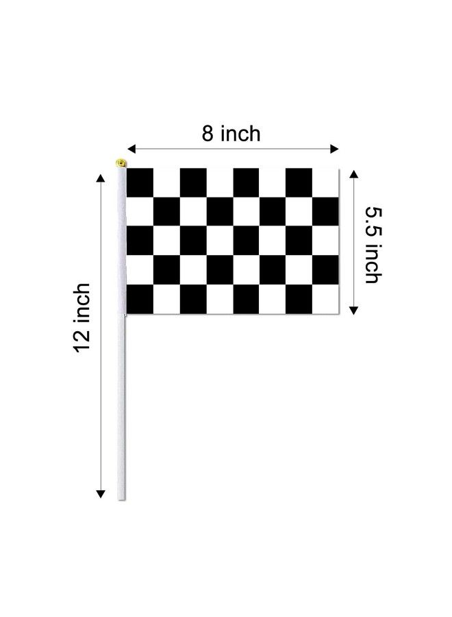 Piokio 20 Pack 8"X5.5" Black And White Checkered Racing Stick Flag、Racing Hand Held Stick Flags For Nascar Race Party Supplies - Image 3