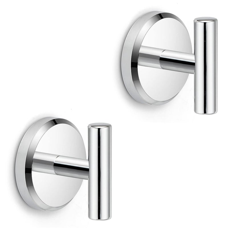 HOME SO Suction Cup Hooks T Shape for Shower  Bathroom  Glass Door  Mirror  Tile - Loofah  Towel  Coat  Bath Robe Hook Holder for Hanging up to 15 lbs - Waterproof & Rustproof  Chrome (2-Pack) - Image 1
