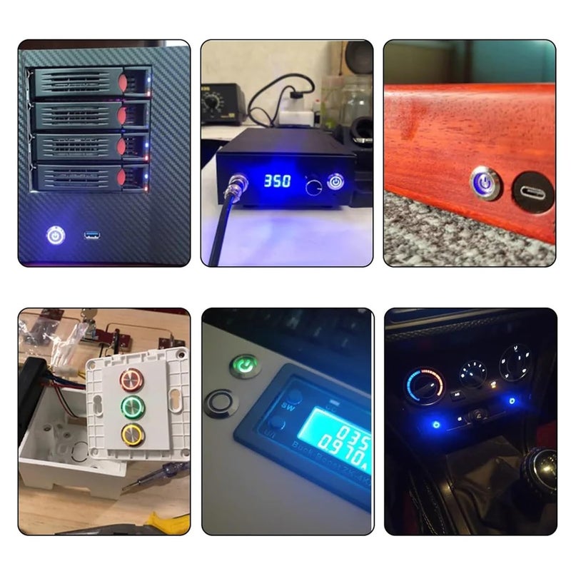 مفتاح ضغط لحظي ذاتي الإعادة مقاس 16 مم، منفذ طاقة 110 فولت 220 فولت، أخضر مع سلك - Image 5