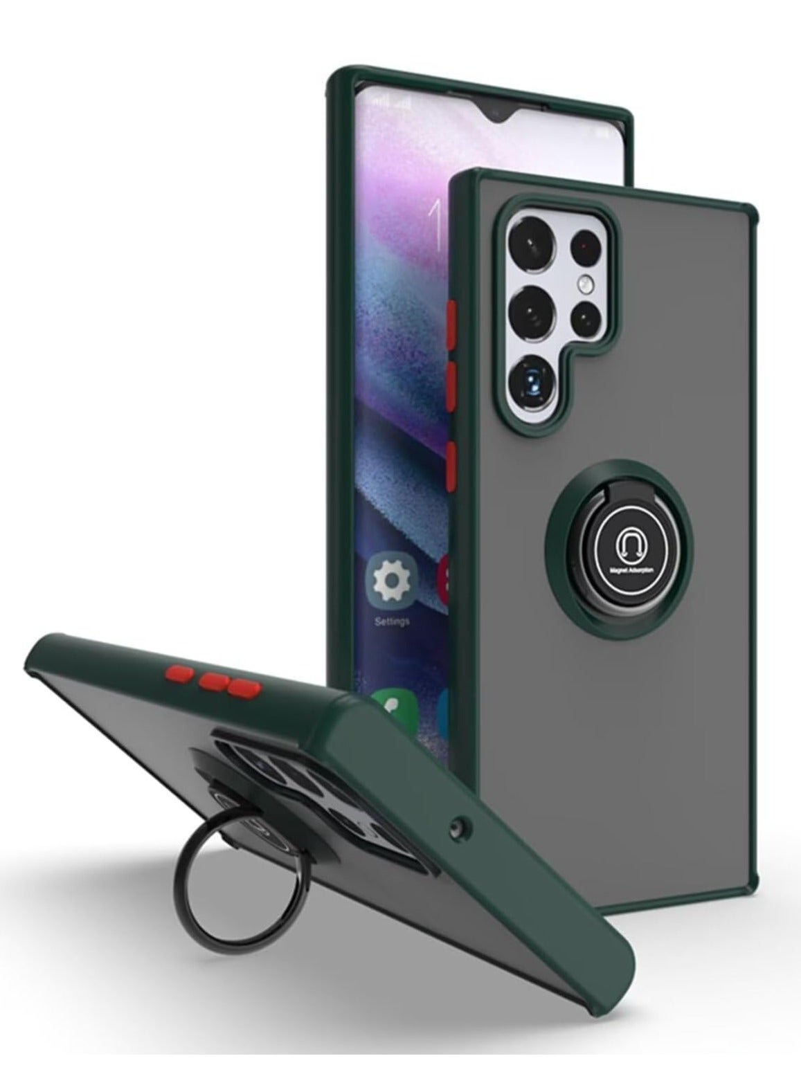 Samsung Galaxy S25 Ultra Rotational Metal Ring Case Cover With Kickstand Shockproof Bumper Matte Finish Case Anti Fingerprint Magnetic Car Mount Cover Samsung Galaxy S25 Ultra