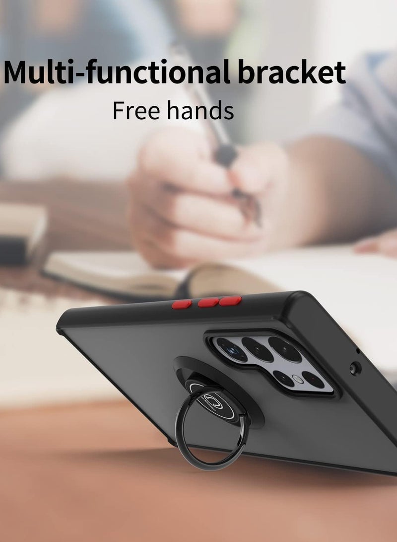 BORTONY Samsung Galaxy S25 Ultra Rotational Metal Ring Case Cover With Kickstand Shockproof Bumper Matte Finish  Case Anti Fingerprint Magnetic Car Mount Cover Samsung Galaxy S25 Ultra - Image 3