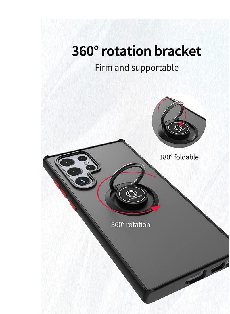 BORTONY Samsung Galaxy S25 Ultra Rotational Metal Ring Case Cover With Kickstand Shockproof Bumper Matte Finish  Case Anti Fingerprint Magnetic Car Mount Cover Samsung Galaxy S25 Ultra - Image 4