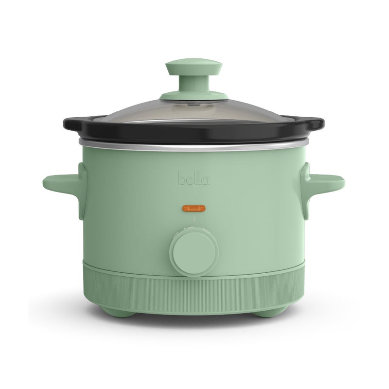 bella 1.5 Qt Slow Cooker with 3 Heat Manual Control, Ceramic Nonstick Coating, Dishwasher Safe Stoneware Pot and Tempered Glass Lid, Tangle Free Cord Wrap & Cool Touch Handles, Seaglass - Image 1