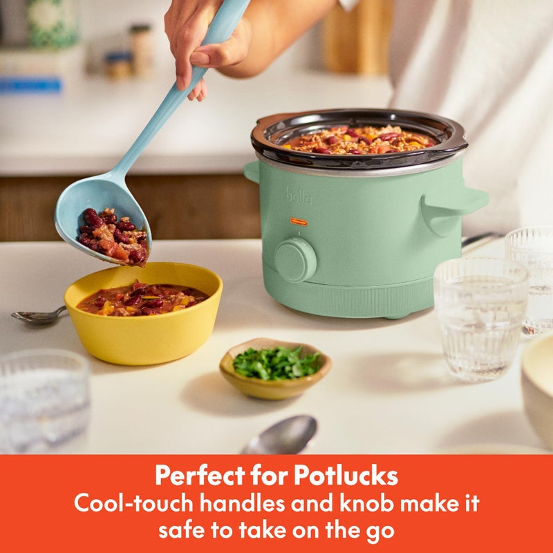 bella 1.5 Qt Slow Cooker with 3 Heat Manual Control, Ceramic Nonstick Coating, Dishwasher Safe Stoneware Pot and Tempered Glass Lid, Tangle Free Cord Wrap & Cool Touch Handles, Seaglass - Image 4