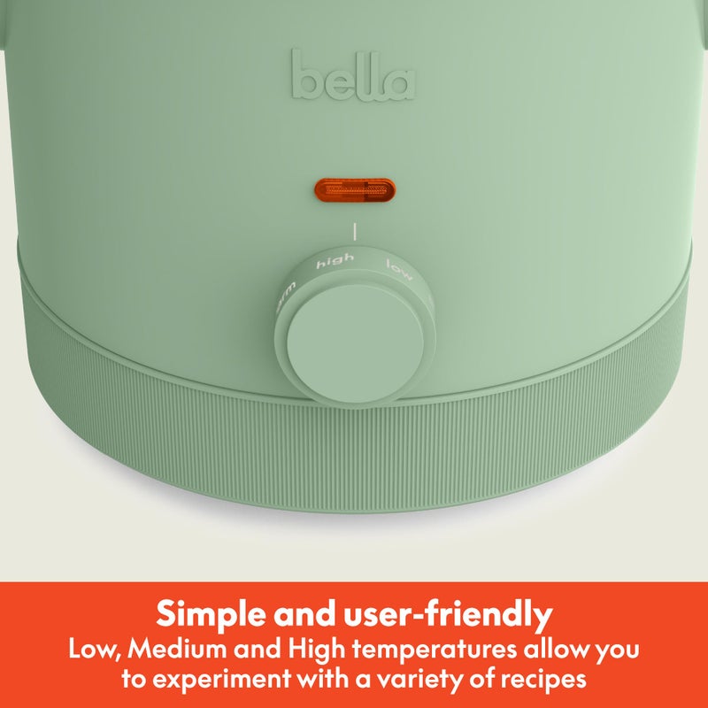 bella 1.5 Qt Slow Cooker with 3 Heat Manual Control, Ceramic Nonstick Coating, Dishwasher Safe Stoneware Pot and Tempered Glass Lid, Tangle Free Cord Wrap & Cool Touch Handles, Seaglass - Image 2