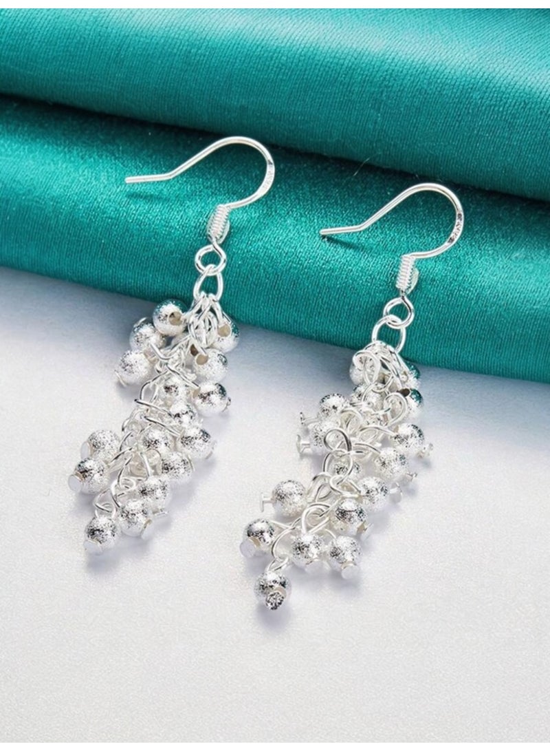 Dangle Charms Elegant 925 Silver Plated Earrings For Women - Image 2