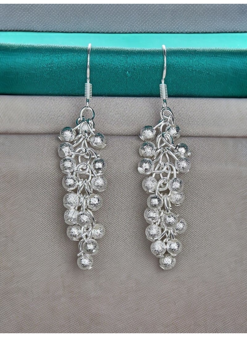 Dangle Charms Elegant 925 Silver Plated Earrings For Women - Image 4