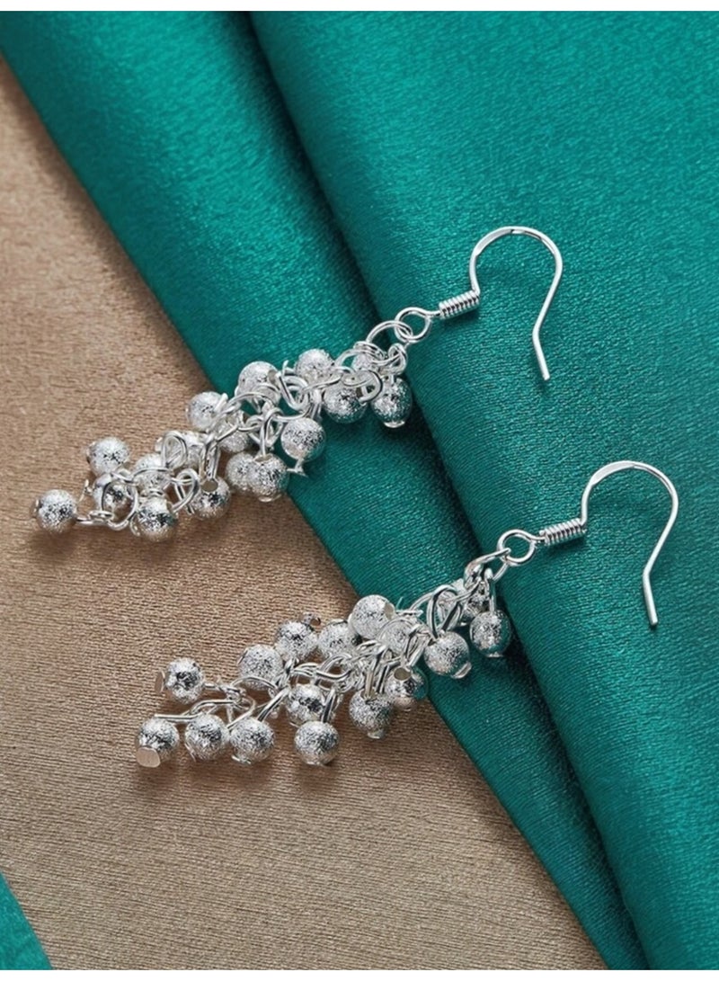 Dangle Charms Elegant 925 Silver Plated Earrings For Women - Image 1