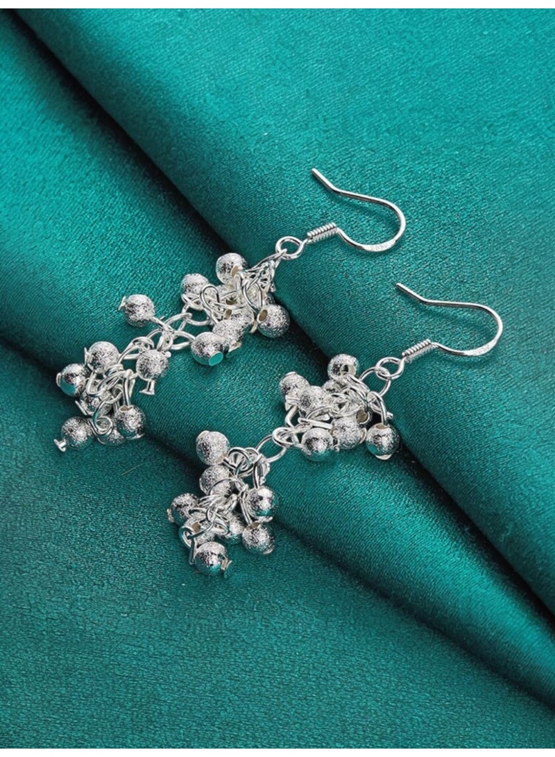 Dangle Charms Elegant 925 Silver Plated Earrings For Women - Image 3