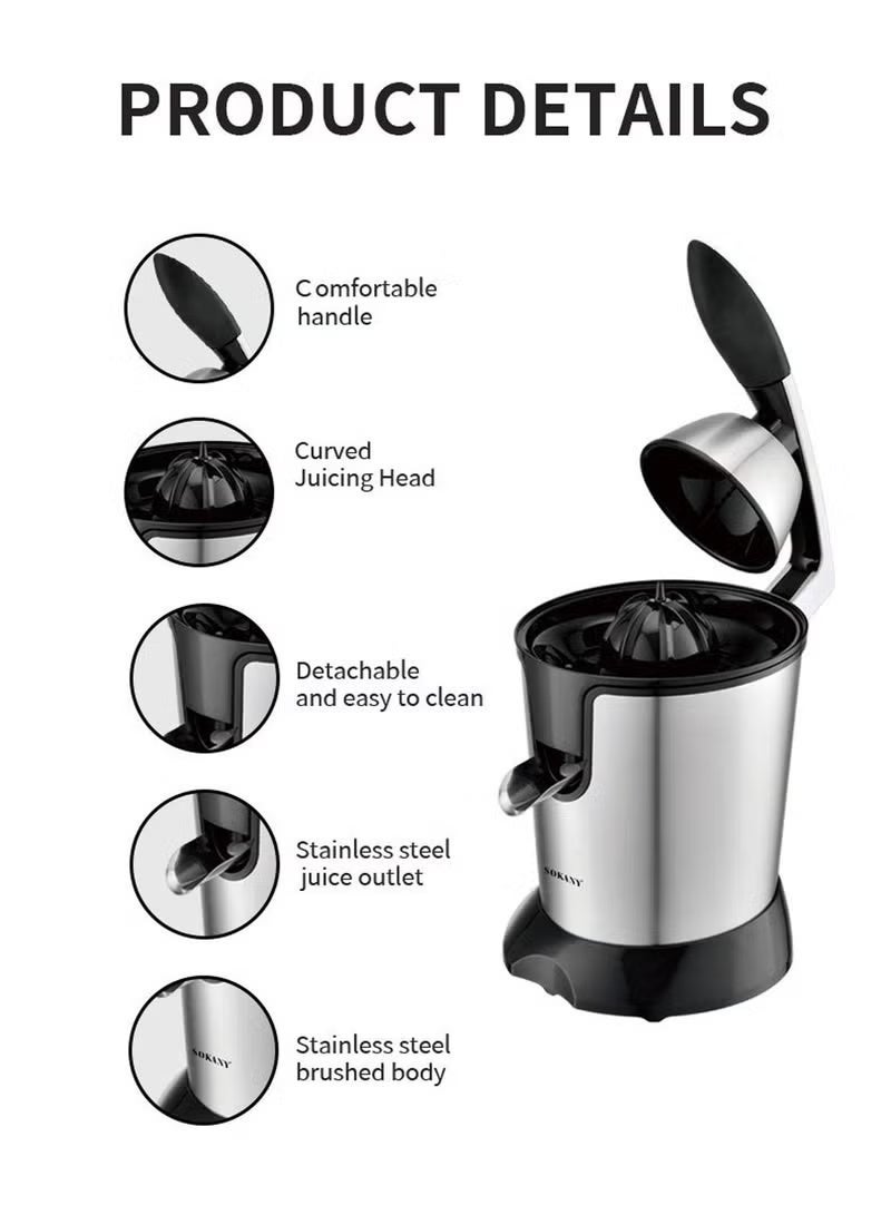 sokany JE-651E Electric Citrus Juicer – 350W Powerful Stainless Steel Citrus Extractor - Image 2