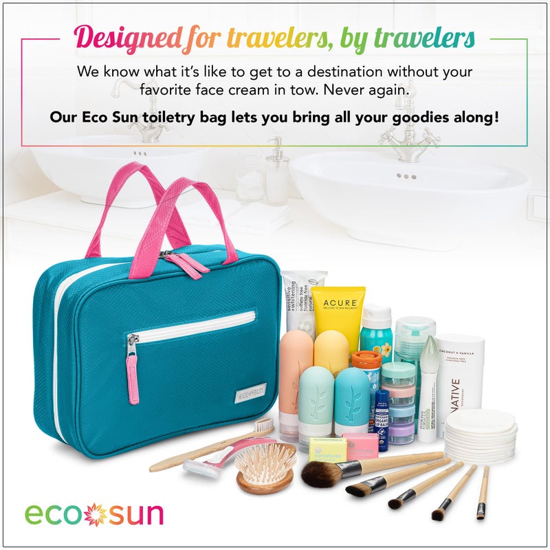 Eco Sun Hanging Travel Toiletry Bag â€” Designed in Hawaii â€” Water-resistant Travel Organizer for Bathroom Accessories - Image 5