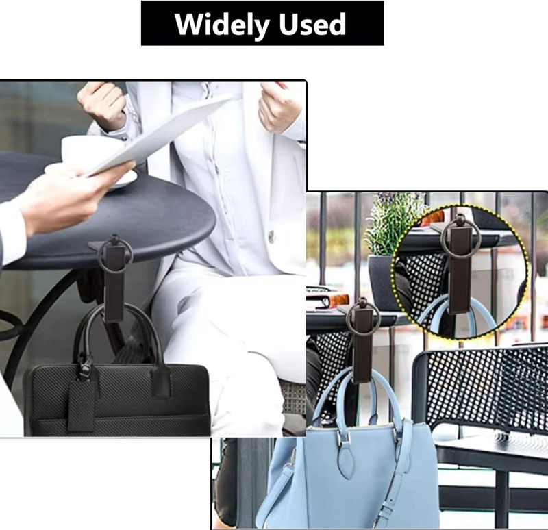 Table Bag Hook 2-in-1 Foldable Zinc Alloy - Non-slip Gravity-secured Mechanism Phone Stand for Restaurant Office Travel Home - Image 3