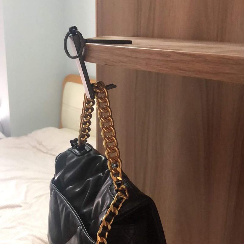 Table Bag Hook 2-in-1 Foldable Zinc Alloy - Non-slip Gravity-secured Mechanism Phone Stand for Restaurant Office Travel Home - Image 4
