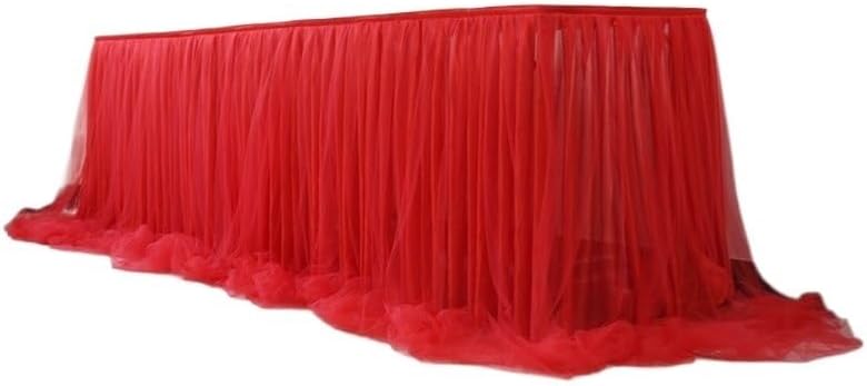 Table Skirt Tulle Tutu Table Skirt For Party Wedding Home Decoration Birthday Party/Table Skirt(Red) - Image 1