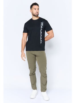 Maserati Men Crew Neck Short Sleeve Brand Logo T-Shirt, Black  - Image 4