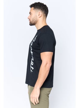 Maserati Men Crew Neck Short Sleeve Brand Logo T-Shirt, Black  - Image 2