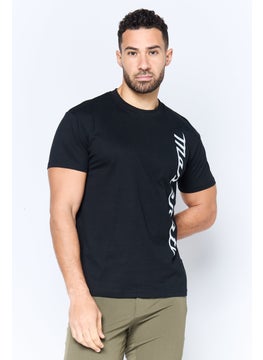 Maserati Men Crew Neck Short Sleeve Brand Logo T-Shirt, Black  - Image 1