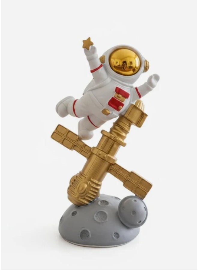 أي كي دي سي ديكور AKDC الخزفي لرائد فضاء متوازن على القمر الصناعي، مقاس 22 سم، باللونين الأبيض والذهبي | لمسة فنية مستقبلية للمنزل - Image 2