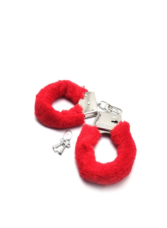 Prokart Kids Toy Police Handcuffs – Soft Plush Costume Accessory | Safe Metal Handcuffs with Fluffy Cover & Keys – Perfect for Valentine’s Day, Role Play, Costume & Dress-Up (Red) - Image 3