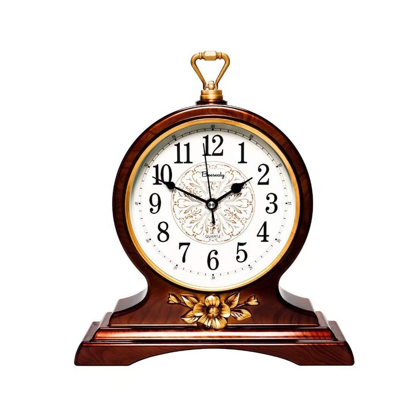 Beesealy Beesealy Mantel Clock 12Inch Mantel Clock Silent Movement NonTicking for Living Room and Kitchen Decoration Brown 