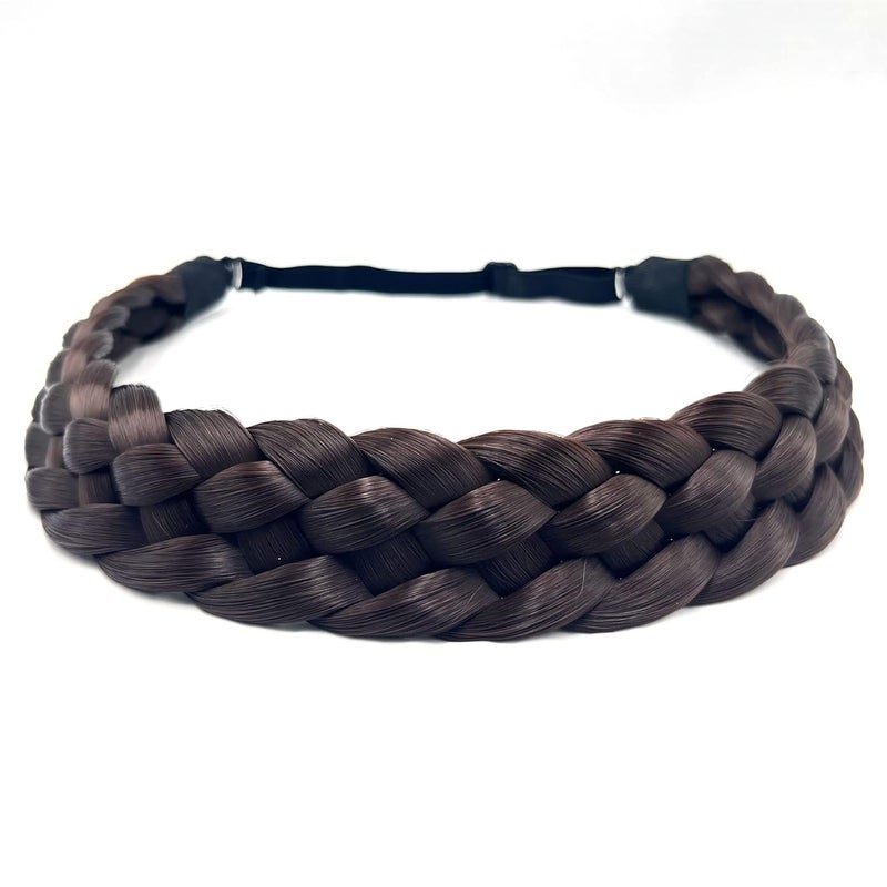 TOECWEGR 5 Strands Synthetic Hair Braided Headband Hairpiece Classic Chunky Wide Plaited Braids ElasticMulti Color Headband Ladies Beauty Hair Accessories