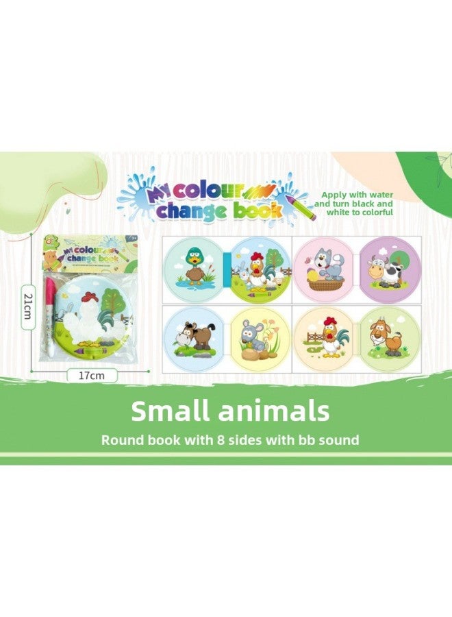 Children's EVA Color Changing Cloth Book Baby Summer Water Play Toy Color Educational Early Education Color Changing Bath Book-Color:Small Animals -8-sided Book-Round  - Image 1
