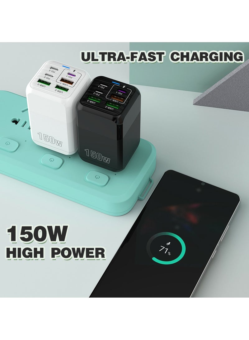 Bolivia's 150W PD QC 3.0 Type C USB Fast Charger Adapter, 6-Port USB A & USB C Charging Hub, Compatible with iPhone 15/14/13 Pro Max, Samsung Galaxy S23/S22, iPad, OnePlus, Pixel, AirPods & More - Image 5