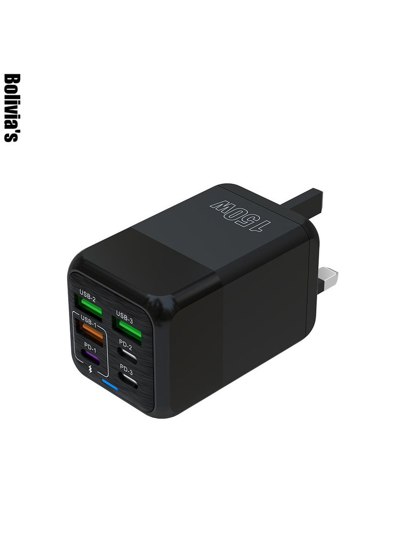 Bolivia's 150W PD QC 3.0 Type C USB Fast Charger Adapter, 6-Port USB A & USB C Charging Hub, Compatible with iPhone 15/14/13 Pro Max, Samsung Galaxy S23/S22, iPad, OnePlus, Pixel, AirPods & More - Image 1