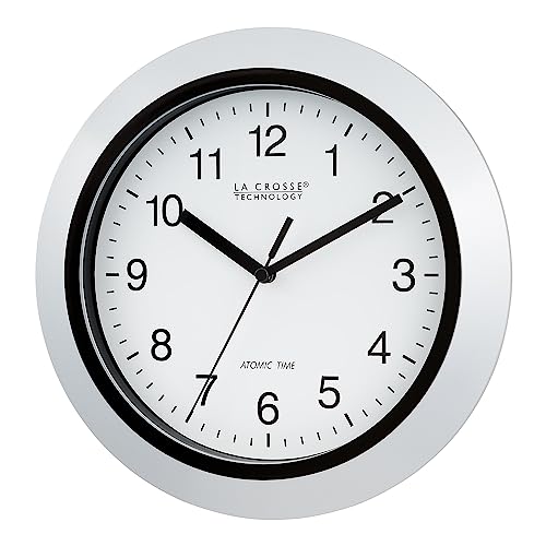La Crosse Technology WT-3102S Atomic Analog Wall Clock, 10", Silver - Image 2