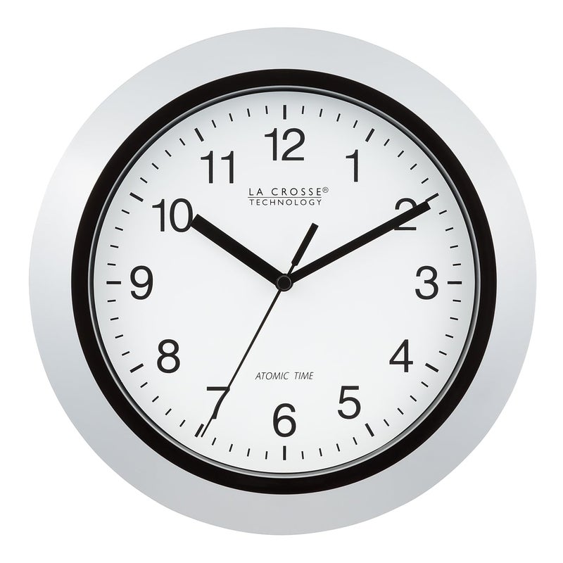 La Crosse Technology WT-3102S Atomic Analog Wall Clock, 10", Silver - Image 5