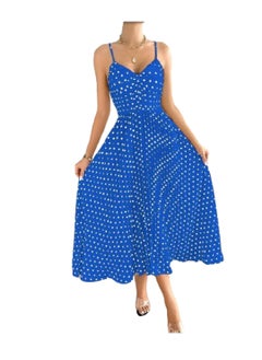 MANIKAN MANIKAN Women’s Home Dress Long with Thin Stripes and Polka Dot Pattern  - Image 1