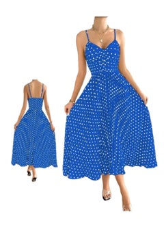 MANIKAN MANIKAN Women’s Home Dress Long with Thin Stripes and Polka Dot Pattern  - Image 3