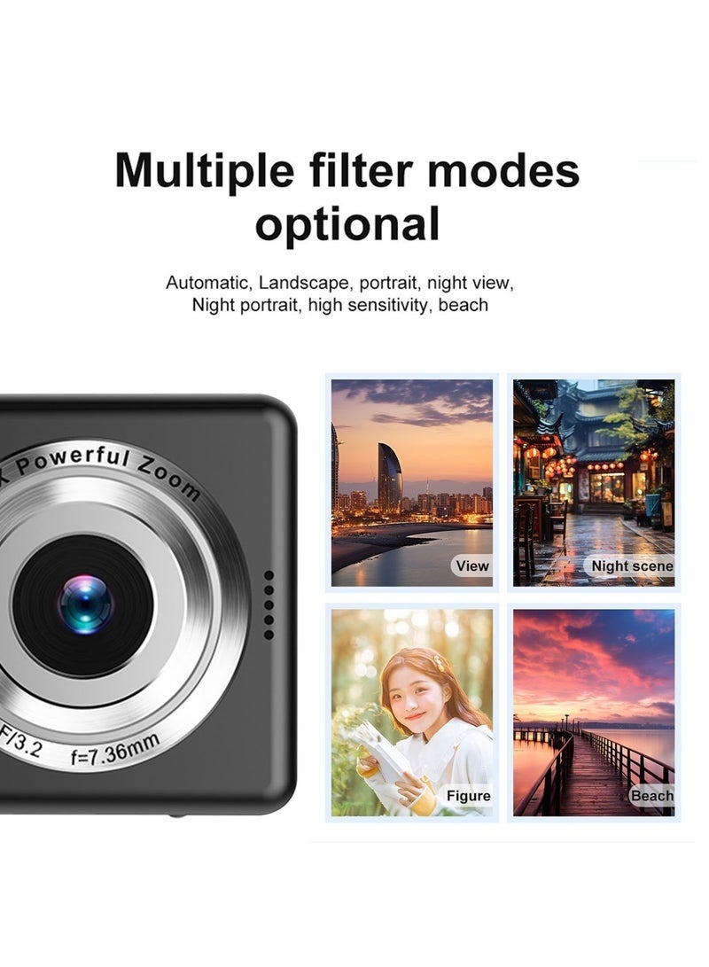 ASIV 4K Digital Camera | Anti-Shake Camcorder | 16x Optical Zoom | 1080P HD Video | 32GB TF Card | Portable Black Point-and-Shoot Camera - Image 3