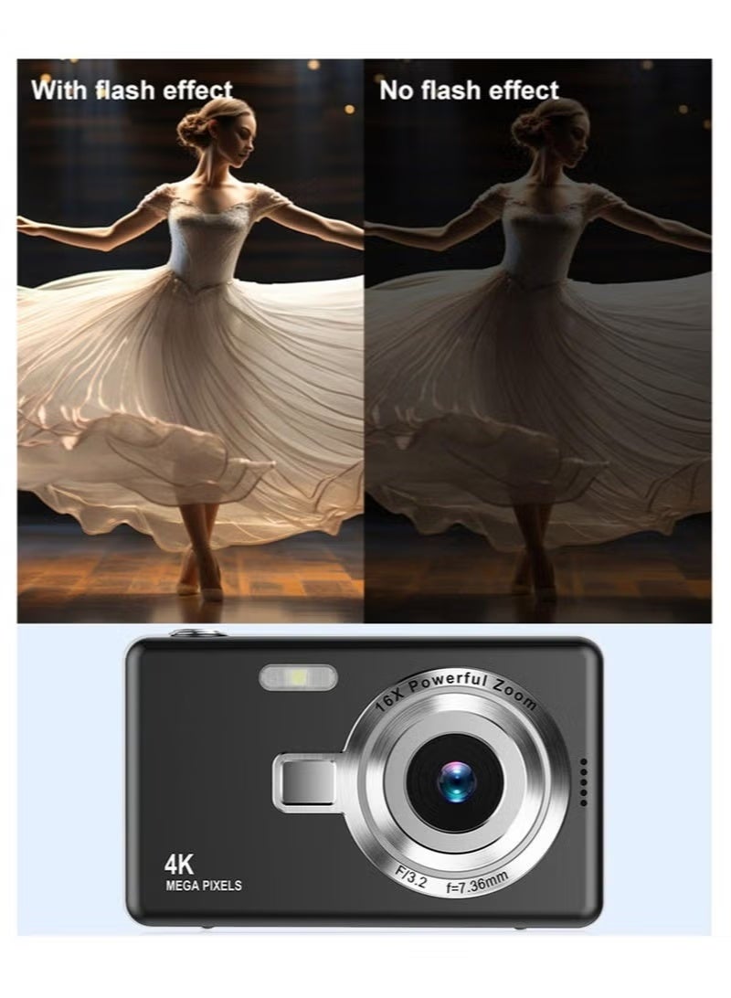 ASIV 4K Digital Camera | Anti-Shake Camcorder | 16x Optical Zoom | 1080P HD Video | 32GB TF Card | Portable Black Point-and-Shoot Camera - Image 5