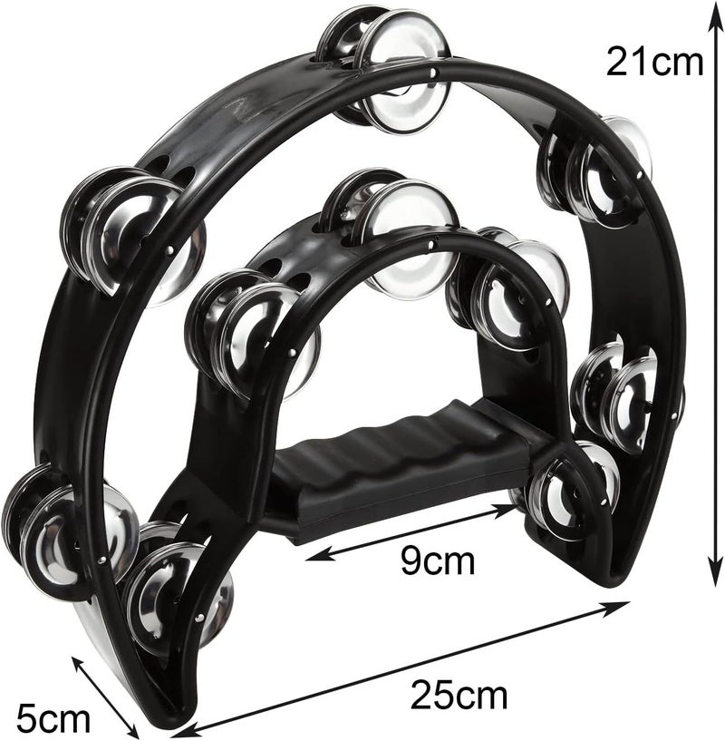 MIVIDE 4pcs Half Moon Tambourine Adult Tambourine with 20 Bells Hand Tambourine for Children and Adults (Black) - Image 5