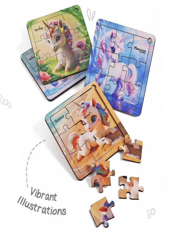 FIRSTCRY INTELLISKILLS Intelliskills Premium Jigsaw Puzzle for Kids, 36 Pcs Puzzle Set, Set of 4 Fun Learning & Educational Toy for Enhancing Concentration for Kids 3+ Years |Best Birthday Gift, BIS Certified (Unicorn) - Image 2