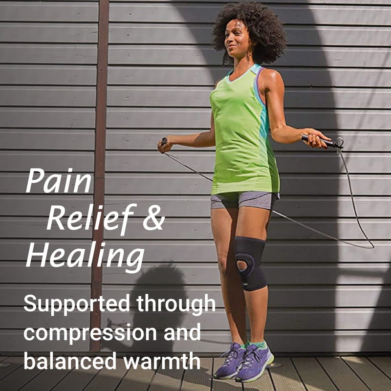 Actimove Sports Edition Knee Support Open Patella with COOLMAX AIR Technology - Sleeve for Pain Management - For Strains  Sprains & Swelling - Left/Right Wear - Black  Medium - Image 2