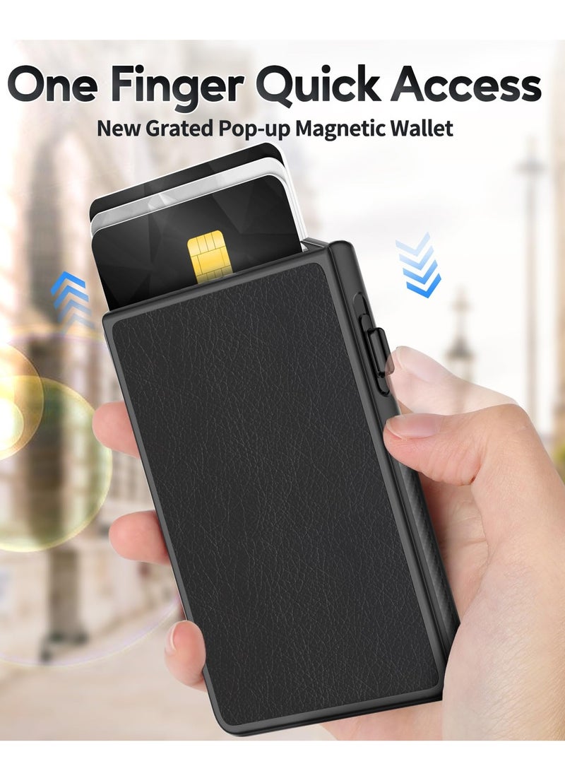 Excefore Magnetic Wallet Compatible with Magsafe, Slim Pop-up Card Holder with Anti-drop Safety Lock, Credit Card Sleeves for iPhone 15/14/13/12 Series(Black) - Image 4