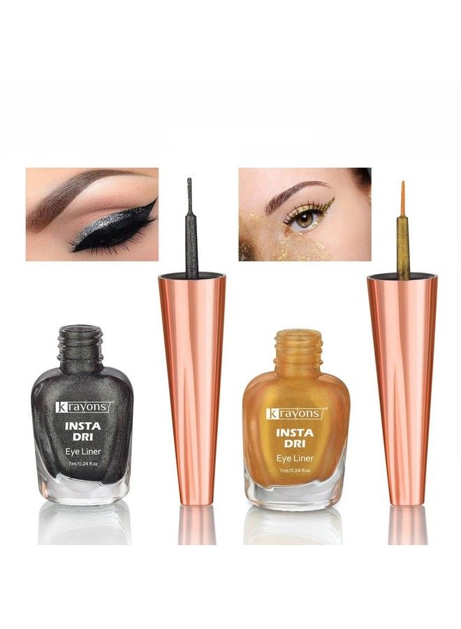 krayons آيلاينر إنستا دراي المتلألئ رمادي ذهبي مقاوم للماء يدوم طويلاً 7 مل لكل عبوة (عبوة من 2) - Image 1