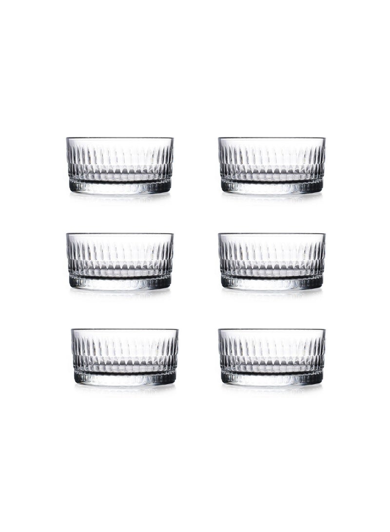 باساباتشي Pasabahce Rain Round Bowls Set of 6Pcs -300ml-Turkey Made Clear - Image 1