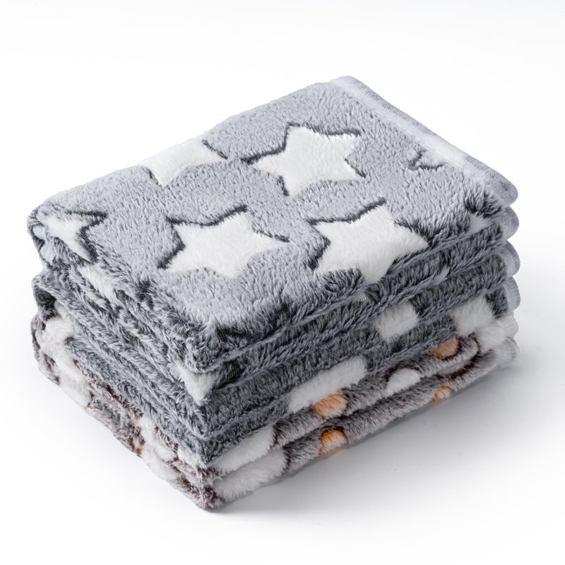 CADONO 1 Pack 3 Blankets Super Soft Fluffy Premium Fleece Pet Blanket Flannel Paw Printed Throw for Dog Puppy Cat Small 23x16 Star Bone Love - Image 2