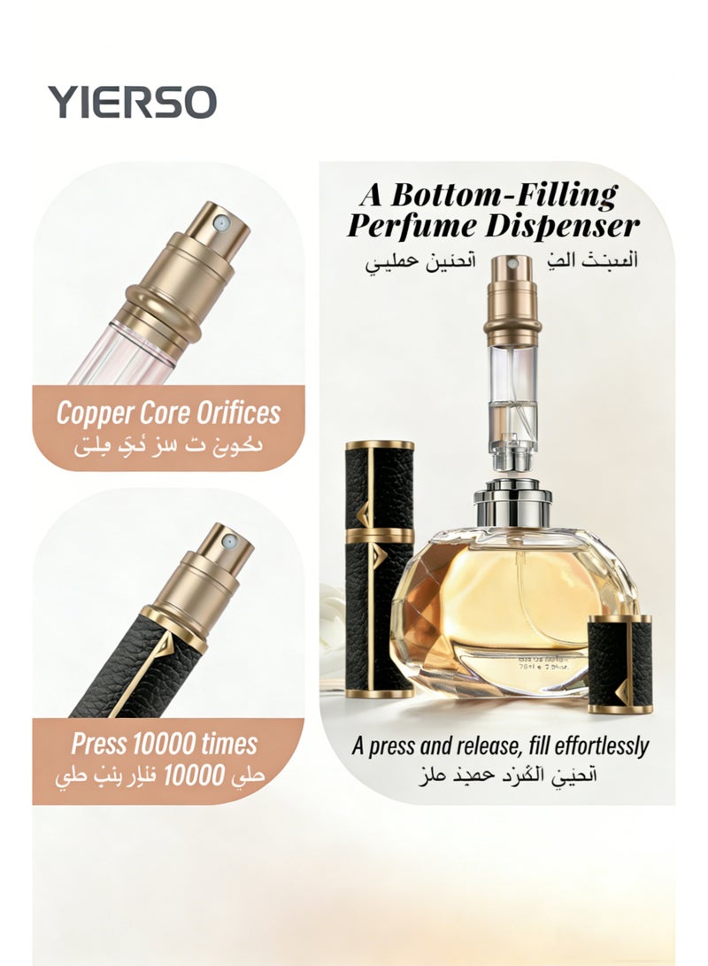 YIERSO Refillable Perfume Atomizer 5ml – Genuine Leather, Bottom-Fill, Leak-Proof Travel Spray Bottle - Image 5