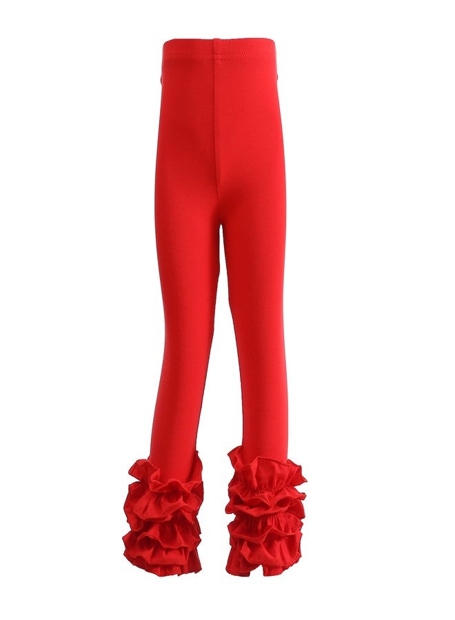 Ashken Baby Girls'Ruffle Pants Toddlers Little Girls Leggings 6 Months-8T Red - Image 1