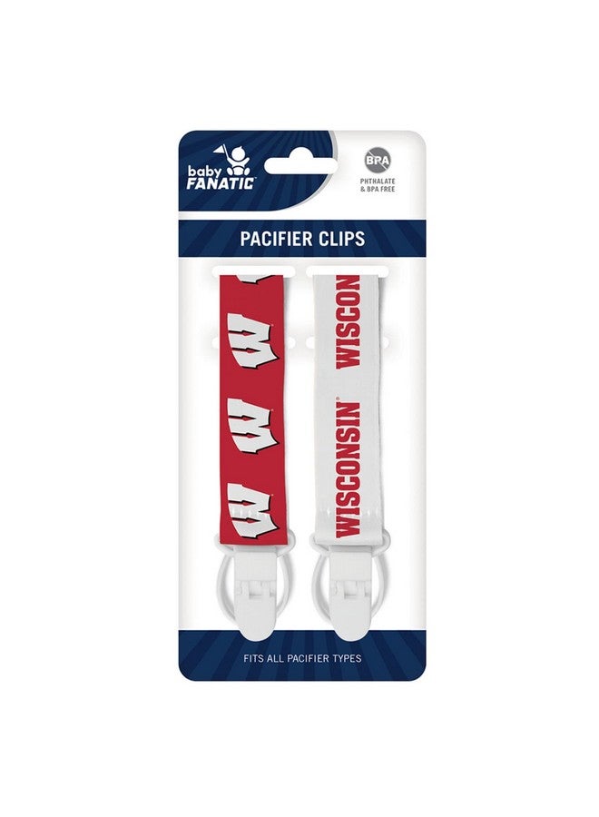Baby Fanatic BabyFanatic Officially Licensed Unisex Pacifier Clip 2-Pack - NCAA Wisconsin Badgers - Officially Licensed Baby Apparel - Image 1